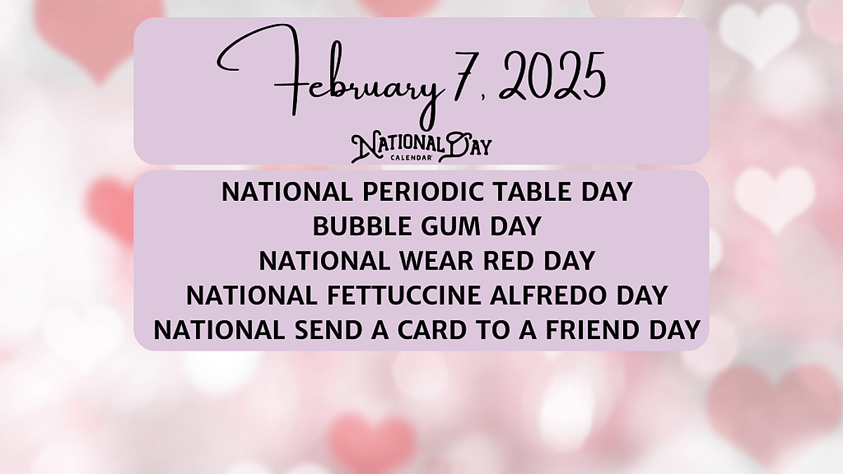 FEBRUARY 7, 2025 | NATIONAL PERIODIC TABLE DAY | BUBBLE GUM DAY ...