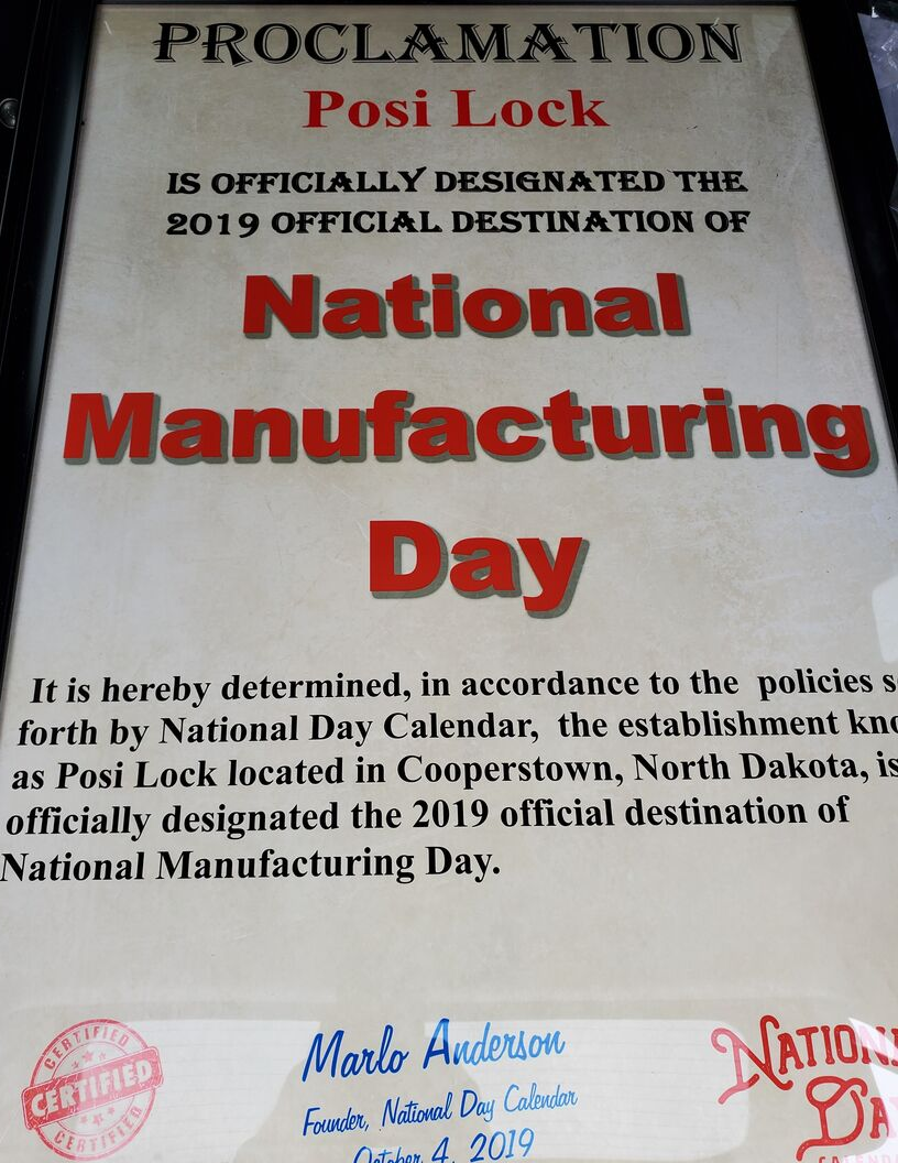 2019 Proclamation - Posilock - Official Destination - National Manufacturing Day