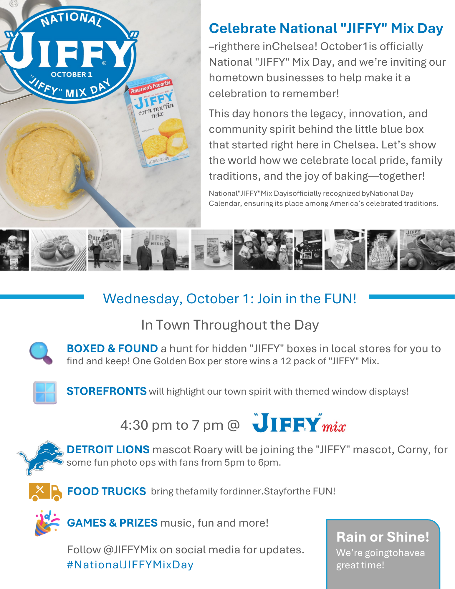 "JIFFY" Mix Day Celebration Flyer