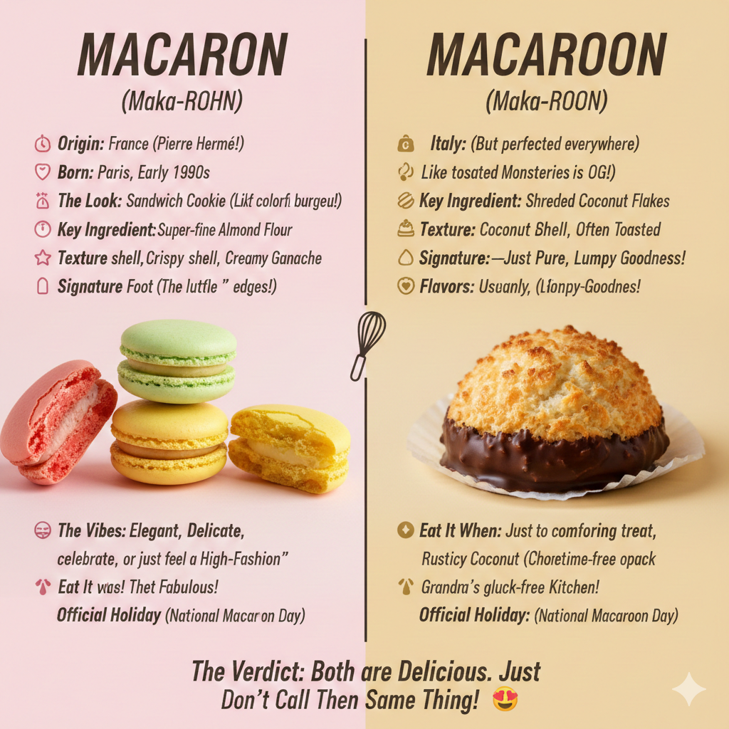 Macaron vs. Macaroon Comparison Infographic