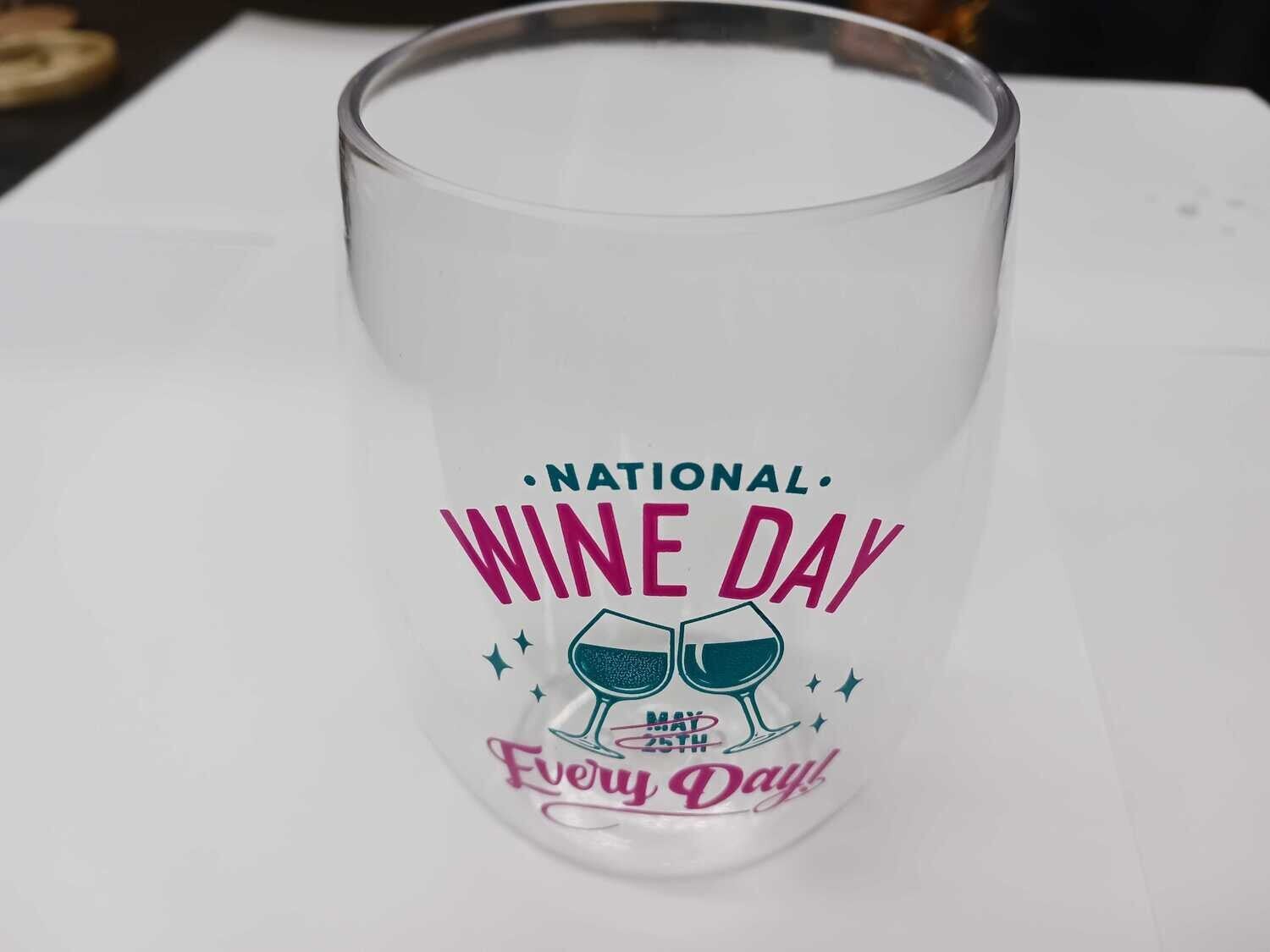 National Wine Day Stemless Wine Glasses (Set of 2) - 16oz Shatterproof