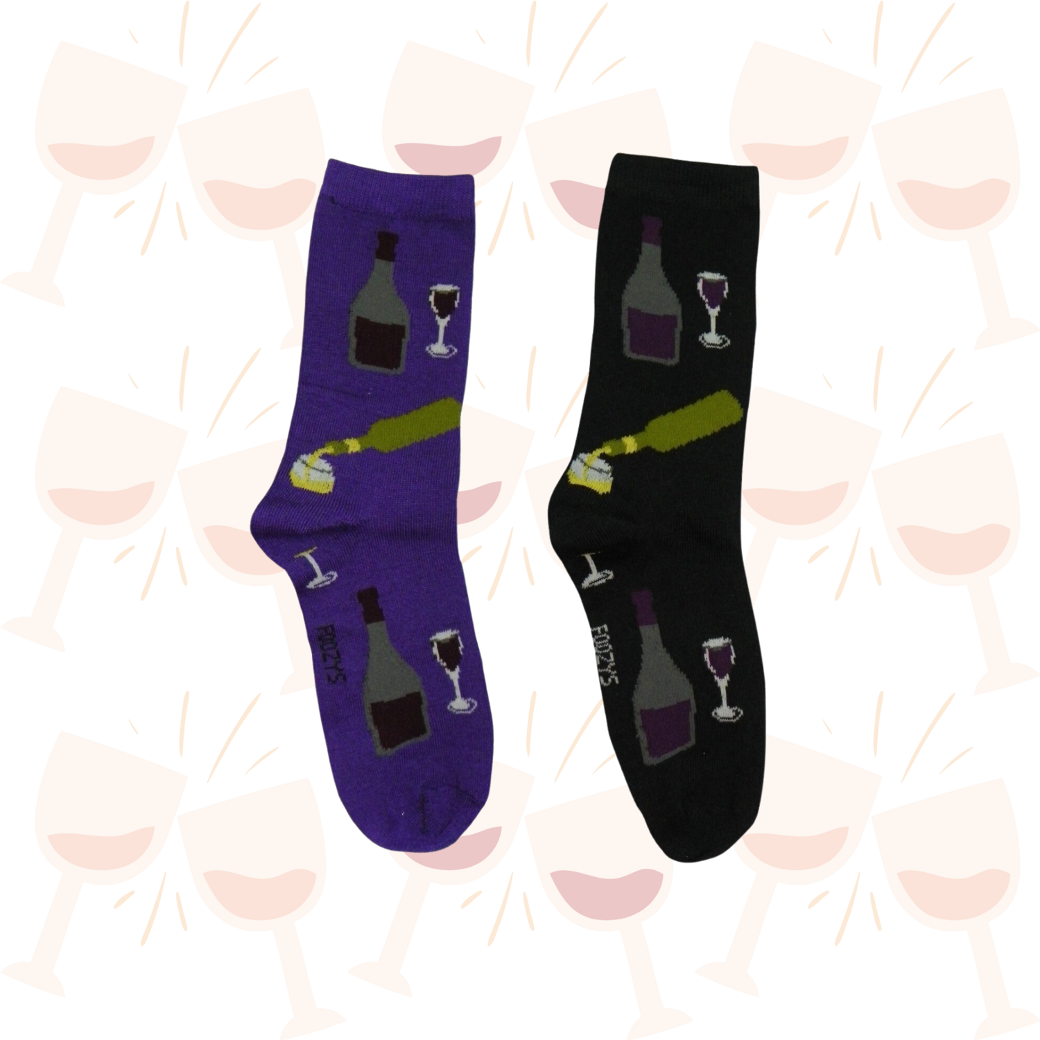 Women's Red and White Wine Socks